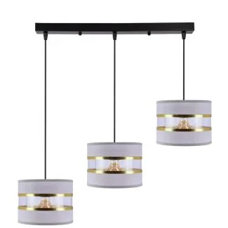 CANDELLUX 33-37657 PANDY lampa wisząca czarny 3x40W E27 abażur szary+złoty