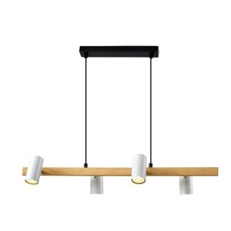 CANDELLUX 33-38319 Xilo lampa sufitowa czarny+drewniany 4x25W GU10 klosz biały