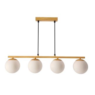 CANDELLUX 34-37442 Carrine lampa wisząca drewniany 4x40W E14 klosz biały