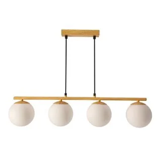CANDELLUX 34-37442 Carrine lampa wisząca drewniany 4x40W E14 klosz biały