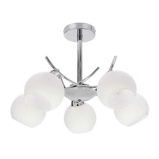 CANDELLUX 35-34984 AMOS Lampa wiszaca chromowy 5x40W E27 klosz biały