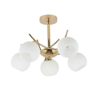 CANDELLUX 35-37497 AMOS Lampa wiszaca złoty 5x40W E27 klosz biały
