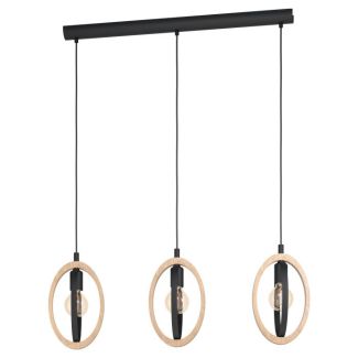 EGLO 43462 LAMPA BASILDON OPRAWA WISZĄCA HL/3 E27 SCHWARZ/HOLZ BASILDON