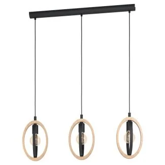 EGLO 43462 LAMPA BASILDON OPRAWA WISZĄCA HL/3 E27 SCHWARZ/HOLZ BASILDON