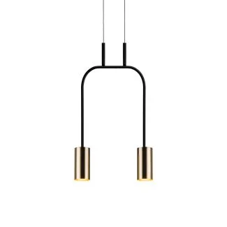 ANTIGO Lampa wisząca Vai 2 Krótka - Mosiądz polerowany-czarna (305 mm) 8841