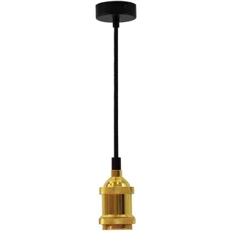POLUX 308962 Zawiesie z oprawką NOLA złota 1*E27 100cm kabel czarny