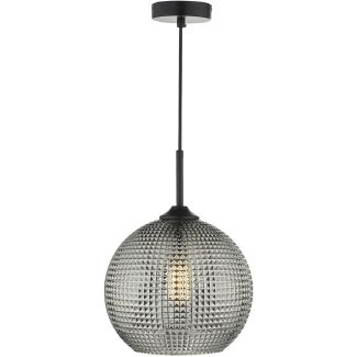 DAR SOR0110 SOREN 1LT PENDANT BLACK SMOKED GLASS