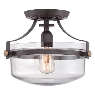 ELSTEAD Penn Station QZ-PENN-STATION-F-WT 1 Light Semi Flush - Western Bronze