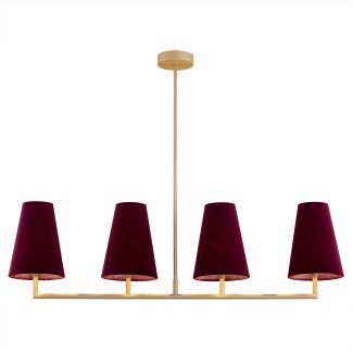 ARGON 1829 SAFIANO lampa wisząca 4 pł. bordowy, złoty