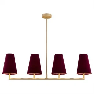 ARGON 1829 SAFIANO lampa wisząca 4 pł. bordowy, złoty