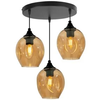 CANDELLUX 33-00613 ASPA LAMPA WISZĄCA CZARNY TALERZ 3X40W E27 KLOSZ BRĄZOWY