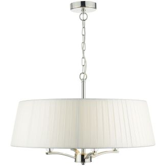 DAR CRI042 CRISTIN 4LT PENDANT POL NICKEL CW IVORY RIBBON SHD