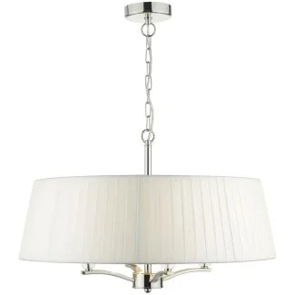 DAR CRI042 CRISTIN 4LT PENDANT POL NICKEL CW IVORY RIBBON SHD