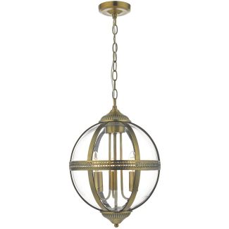 DAR VAN0375 VANESSA 3LT PENDANT ANT BRASS / CLEAR
