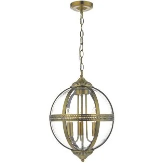 DAR VAN0375 VANESSA 3LT PENDANT ANT BRASS / CLEAR