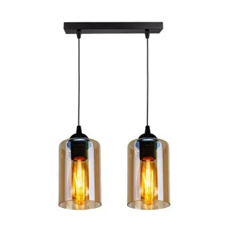 CANDELLUX 32-00538 BISTRO LAMPA WISZĄCA CZARNY 2X40W E27 KLOSZ BRĄZOWY
