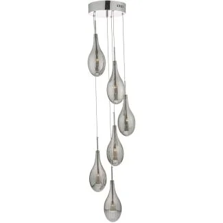DAR SET6410 SETA 6LT CLUSTER PENDANT POL CHR/ SMOKED