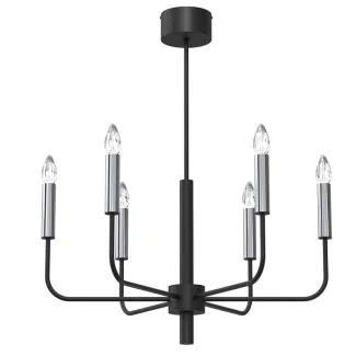 LUMINEX 4282 żyrandol Akasya black/chrome 6xE14