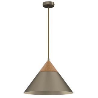 LUMINEX 439 żyrandol Single titanium gold/natural wood 1xE27