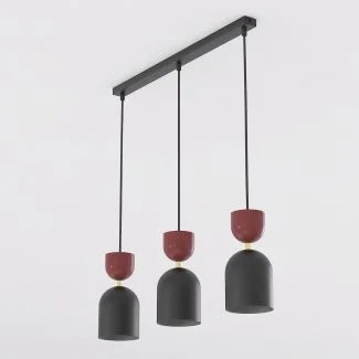 EMIBIG 1737/3B GAUDI 3 BLACK BURGUNDY Lampa wisząca