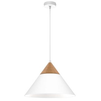 LUMINEX 463 żyrandol Single white/natural wood 1xE27