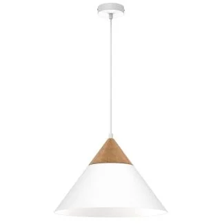 LUMINEX 463 żyrandol Single white/natural wood 1xE27