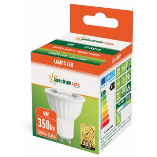SPECTRUMLED 14089 Żarówka LED GU10 230V 4W SMD 45st WW z soczewką SPECTRUM