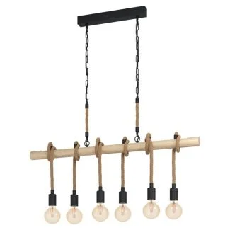 EGLO 43319 LAMPA YOUNGSTOWN OPRAWA WISZĄCA HL/6 E27 SCHWARZ/HOLZ/SEIL YOUNGSTOWN