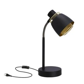 CANDELLUX 41-13774 ALEKSANDRIA LAMPA STOŁOWA CZARNY 1X40W E14 KLOSZ CZARNY+ZŁOTY