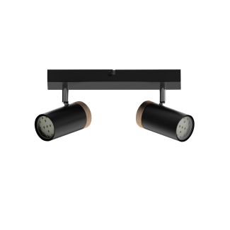 CANDELLUX 92-13712 LAGOS LAMPA SUFITOWA CZARNY 2X15 GU10 KLOSZ CZARNY+DREWNIANY