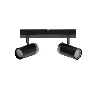 CANDELLUX 92-13712 LAGOS LAMPA SUFITOWA CZARNY 2X15 GU10 KLOSZ CZARNY+DREWNIANY