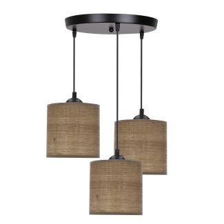 CANDELLUX 33-18342 LEGNO LAMPA WISZĄCA CZARNY TALERZ 15 3X40W E27 ABAŻUR ORZECHOWY