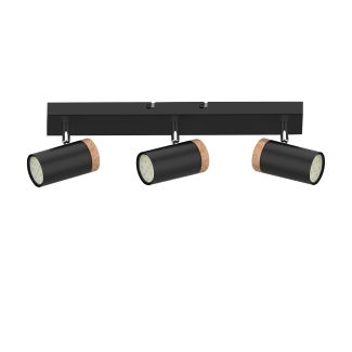 CANDELLUX 93-13729 LAGOS LAMPA SUFITOWA CZARNY 3X15W GU10 KLOSZ CZARNY+DREWNIANY