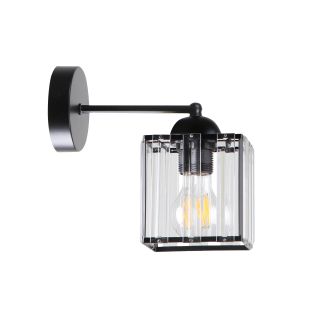 CANDELLUX 21-21090 GLASSIA LAMPA KINKIET CZARNY 1X40 E27 KLOSZ CZARNY+KRYSZTAŁY BEZBARWNE