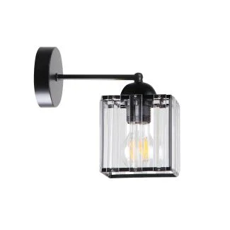 CANDELLUX 21-21090 GLASSIA LAMPA KINKIET CZARNY 1X40 E27 KLOSZ CZARNY+KRYSZTAŁY BEZBARWNE