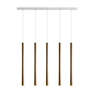 ANTIGO Lampa wisząca Akadi 5 - Mosiądz polerowany-biała (700 mm) 8888