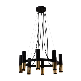 ANTIGO Lampa wisząca Kavos 8 - Mosiądz polerowany-czarna (730 mm) 8372