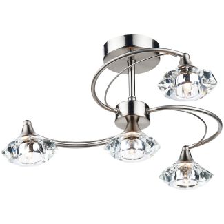 DAR LUT0446 LUTHER 4LT SEMI FLUSH CW CRYSTAL GLASS SAT CHR
