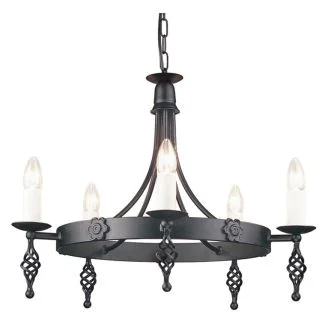 ELSTEAD BELFRY BY5 BLACK 5Lt Chandelier/Semi-Flush