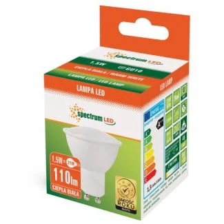 SPECTRUMLED 13268 Żarówka LED GU10 230V 1,5W SMD WW z MATOWĄ SZYBKĄ SPECTRUM