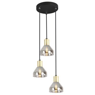 CANDELLUX 33-78995 LAMPA WISZĄCA GREGORY TALERZ CZARNY BRĄZ 3X40W E14 KLOSZ DYMIONY