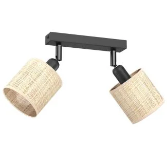 LUMINEX 5295 spot Rattan line bar 200 black, shade dia 100 , h 100, 2xE27