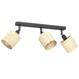 LUMINEX 5296 spot Rattan line bar 400 black, shade dia 100, h 100, 3xE27