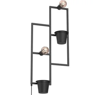 LUMINEX 5336 kinkiet Flower wall, 2 black flower pots, black 2xE27