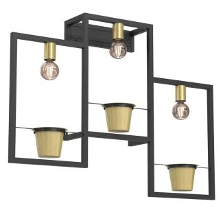 LUMINEX 5367 kinket Flores black/gold 3xE27