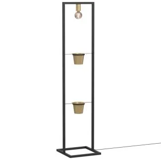LUMINEX 5373 lampa podł Flores (2 gold flower pots) black/gold 1xE27