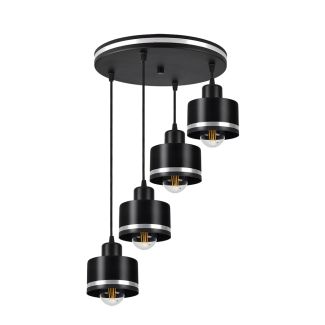 CANDELLUX 34-00491 WAMA LAMPA WISZĄCA CZARNY 4X40W E27 KLOSZ CZARNY+SREBRNY