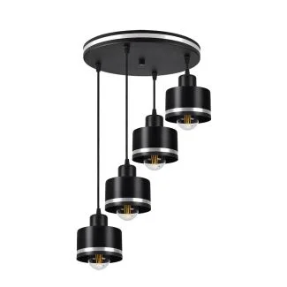 CANDELLUX 34-00491 WAMA LAMPA WISZĄCA CZARNY 4X40W E27 KLOSZ CZARNY+SREBRNY