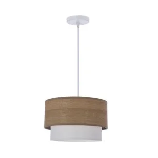 CANDELLUX 31-21694 RUBEN LAMPA WISZĄCA BIAŁY 1X60 E27 ABAŻUR ORZECHOWY+BIAŁY