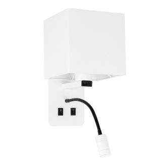 CANDELLUX 21-75666 MAGNUM 2 LAMPA KINKIET PROSTOKĄTNY 1X40W E27+3W LED ABAŻUR KWADRAT BIAŁY